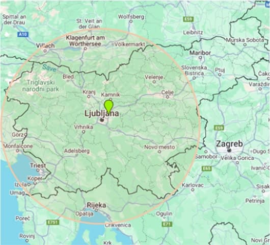 Mapa območja delovanja - Slovenija